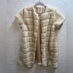 Zara Knitwear Faux Fur Collar in Cream